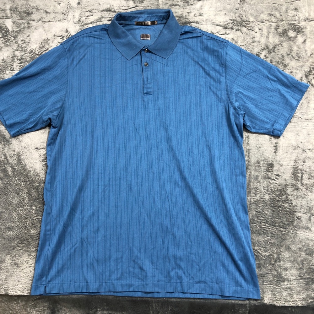 Tiger Woods Collection Polo Shirt Mens XL Blue Dri-FIT Ribbed Golf‎ H6ESL 198512